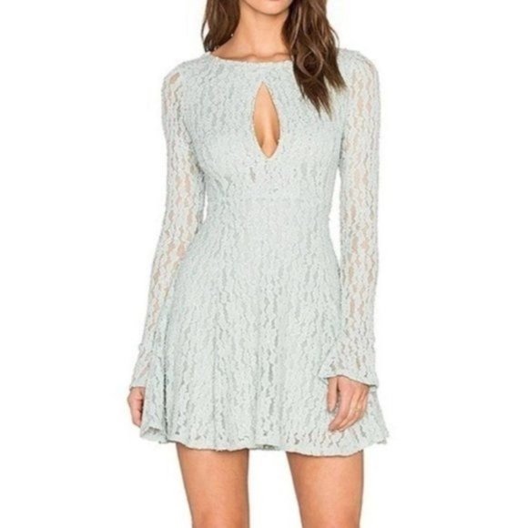 Free People Mint Full Lace Mini Dress - Picture 2 of 8
